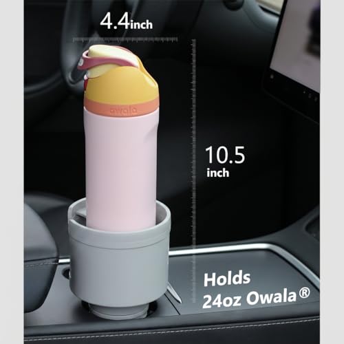 Seven Sparta Car Cup Holder Expander with Offset Adjustable Base, Compatible with Hydro Flasks 32/40 Ounce, Compatible with Yeti Ramblers 20/26/30 Ounce, Other Bottles in 3.4"-3.8" (Gray) - color: Gray, size: Medium*1