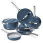 Caraway Deluxe Non-stick Ceramic Cookware Set (16 Piece) Pots, Frying Pans, Lids and Kitchen Storage - PFAS & PFOA Free - Oven Safe Pan Set & Compatible with All Stovetops - Navy - size: 16pc Set