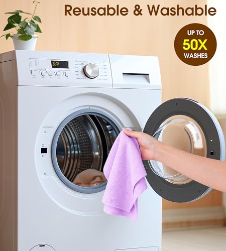 KitchLife Microfiber Cleaning Cloth Roll, 100 Pack - Tear-Away Microfiber Paper Towels, Lint-Free, Reusable, Washable for Kitchen, Car, Dishes, and Sensitive Surfaces (Light Purple) - color: Light Purple, size: 100 Pack