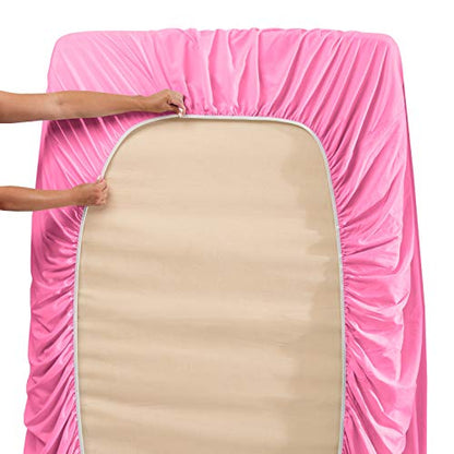 Hearth & Harbor Twin Size Sheets - 3 Piece Bed Sheet Set, Hotel Luxury Double Brushed Bed Sheets - Extra Soft Bedding Sheets & Pillowcases, Twin, Light Pink - color: Light Pink, size: Twin