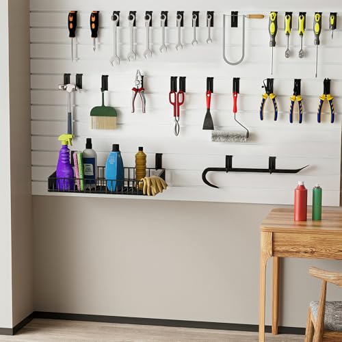 50 Pack J-Shaped Slatwall Hooks, 2 Inch Heavy Duty Slat Wall Hanger, Slatwall Accessories Display Hooks for Garage, Retail Store, Kitchen, Craft Room - size: 2.2 Inch