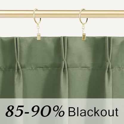 Lino Rosa Small Window Curtains 18 Inch, Blackout Pinch Pleat Cafe Mini Half Curtains for Kitchen, RV Camper & Bathroom Window, Sage Green - color: Sage Green, size: 24"W x 18"L (Pack of 1)