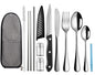 Logcow Travel Utensils with Case,Reusable Utensils,Portable Travel Camping Cutlery Set,Stainless Steel Flatware Set,Lunch Boxes Workplace Camping School Picnic (Sivler) - color: Sivler