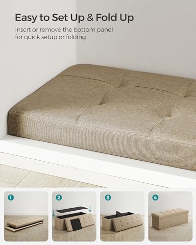 Folding Storage Ottoman Bench by SONGMICS - color: Camel Brown, size: 15"D x 43"W x 15"H