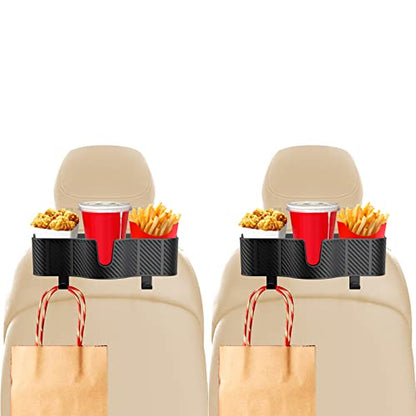 OUSHASAA 3-in-1 Car Headrest Backseat Organizer with 3.7" Backseat Cup Holder for Car, Seat Back Organizer with Hooks (2pc) - size: 2-PACKS