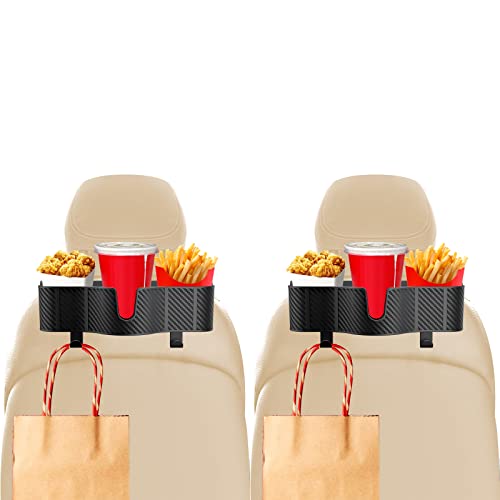 OUSHASAA 3-in-1 Car Headrest Backseat Organizer with 3.7" Backseat Cup Holder for Car, Seat Back Organizer with Hooks (2pc) - size: 2-PACKS