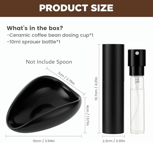 Ceramic Coffee Bean Dosing Cup + Sprayer Gift Set, Spoon Rest, Mini Coffee Spoon Holder for Tea Spoons Stirrers, Coffee Station Decor, Espresso Coffee Bar Accessories & Essentials(Not Include Spoon)
