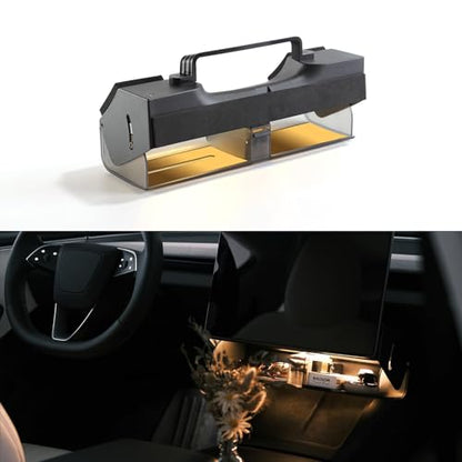 TPARTS Hidden Magnetic Under Screen Storage Box for Tesla Model 3 Highland 2024+/Model Y Juniper 2025+, Console Organizer Dashboard Tissue Holder with Warm White Light (Standard/Premium/Performance) - size: M3 Highland (24+)/MY Juniper (25+)