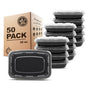 Freshware Meal Prep Containers [50 Pack] 1 Compartment Food Storage Containers with Lids, Bento Box, BPA Free, Stackable, Microwave/Dishwasher/Freezer Safe (16 oz) - size: 16OZ_50PK