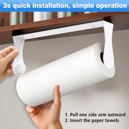 Paper Towel Holder Under Cabinet, Adhesive or Screw Mount, Fits Standard & Mega Rolls, Wall Mount Rack for Kitchen, Bathroom, RV, White - color: White