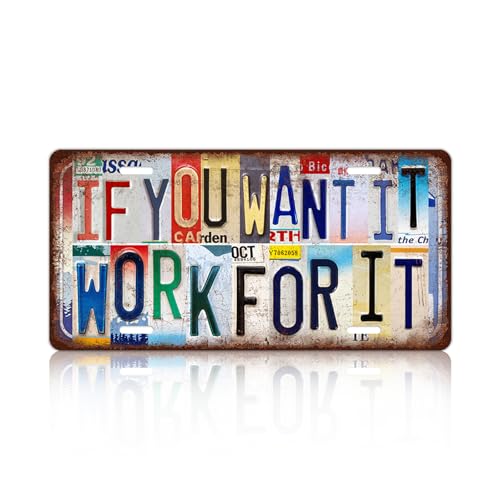 Vintage Wall Decor If You Want It Work For It License Plate | Metal Sign Tin Signs - color: plate-A-07
