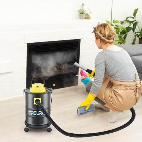 Fireplace Ash Vacuum Cleaner, 4 Gallon Heat Resistant Lightweight Canister Vacuum Cleaner with 1000W Powerful Suction Blowout for Fireplaces, Pellet Roasters, Woodstoves Pellet Ash Vacuums - size: 4 Gallon