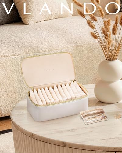 VLANDO Jewelry Travel Case,Gift for Women,Travel Jewelry Organizer with Clear Velvet Jewelry Bags Zipper Pouch for Women Girl Gift-12Pcs White - color: D.12PCS White