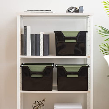 IRIS USA Medium Portable Desktop File Box with Open Lid, 6 Pack, Side Handles, Tabs & Inserts, Hanging File Folders, Letter-Size File Magazine Newspaper Mail Document Notebook, Black - size: 6 - Pack, style: Open Top Bin (M - Black)