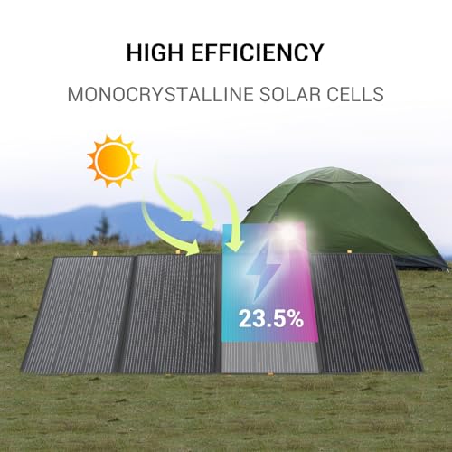 400W Portable Solar Panel,Foldable Solar Panel Power Backup,36V Output Solar Charger for Power Station Off Grid Outdoor Activities, RV, Marine,Camping, Solar Generator, IP67 Waterproof - size: 1 Pack