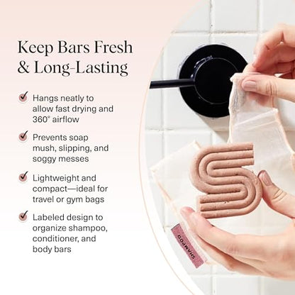 Kitsch Bar Soap Saver Pouch – Patented Mesh Soap Bag for Shampoo and Conditioner Bars - Extends Use & Prevents Soggy Mess - Recycled Beauty Bar Bag, Eco-Friendly - 2pc Set, Blush & Terracotta - color: Blush & Terracotta