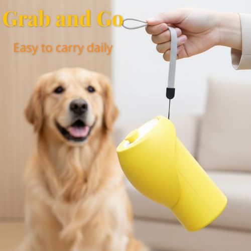 Portable Dog Water Bottle, 19 oz/550 ml Collapsible Pet Travel Cup with Foldable Silicone Bowl, Food-Grade Silicone Water Dispenser for Walking, Hiking & Travel, Yellow (Yellow) - color: Yellow
