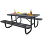 4FT Patio Picnic Table,Heavy-Duty Metal Outdoor Dining Table,Commercial Rectangular Picnic Table Set for Backyard,BBQ and Garden,Black