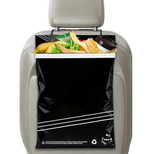 Disposable Car Trash Bag - Large Capacity - Car Garbage Bag Hanging from Headrest - Easy to Stick-On, Leakproof, Smellproof Car Trash Can - Ideal for Travel, Camping, and Home Use (All Black, 50) - color: All Black