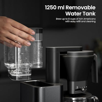 Kismile SCA-Certified 8 Cup Drip Coffee Maker, Pour Over Coffee Machine with 3s Instant Heat 197–205℉, Adjustable Flow Control, Removable Water Tank, Deep Cold Brew & 40 Min Keep Warm (Dark Grey) - color: Dark Gray