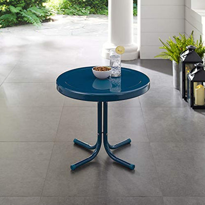 Crosley Furniture Griffith Weather Resistant Retro Metal Outdoor Side Table for Patio, Deck, Porch, Navy - color: Navy