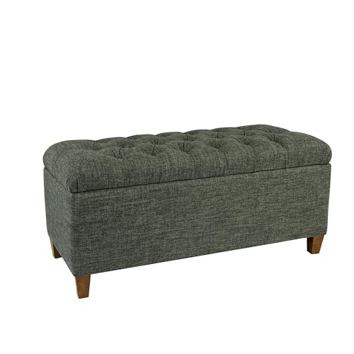 HomePop Ainsley 40" Storage Ottoman Bench - Green Clover Fabric - color: Green Clover Fabric