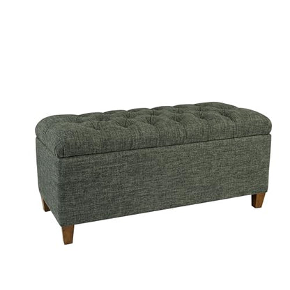HomePop Ainsley 40" Storage Ottoman Bench - Green Clover Fabric - color: Green Clover Fabric