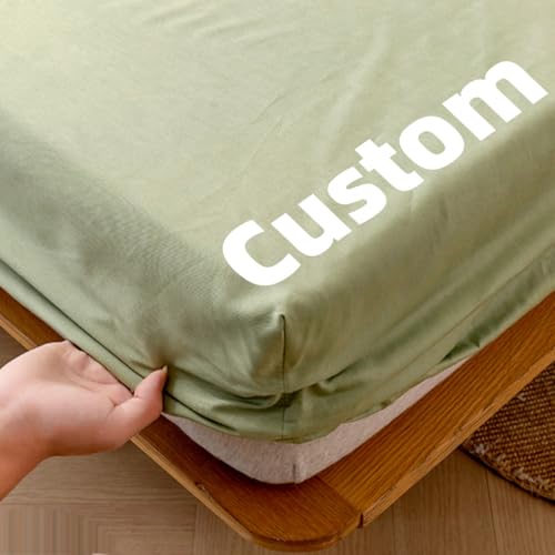 SINCERE Custom Size Fitted Sheet, Tailored Mattress Pad Cover, Non Standard Cut to Fit Shaped Bench Seat Cushion Cover, Bespoke Breathable Foam Pad Protector Pillowcase Made to Order Elastic Bed Cover - color: Custom Fitted Cover