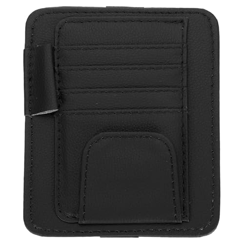 PATIKIL 1 Pcs Car Sun Visor Organizer, 6.1 x 4.9 Inch PU Leather Vehicle Storage Pouch Holder for Sunglasses Card Pen Driver License Car Accessories, Black - color: Black