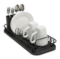SunnyPoint 304 Stainless Steel NeverRust Compact Dish Drying Rack with Utensil Holder & Removable Drain Tray, Rustproof Small Dish Rack for Kitchen Countertop or Over Sink – Black - color: Blk