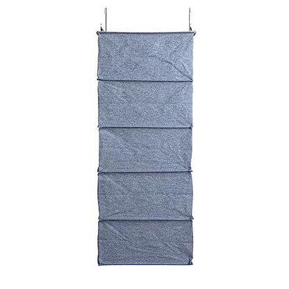 Household Essentials Hanging Cotton Blend and Plastic Closet Shoe Organizer with 10 Storage Compartments, Denim - color: Denim
