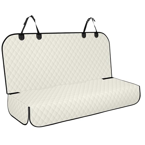 NECKORY Backseat Cover for Dogs, Waterproof and Non-Slip Pet Bench Seat Covers, Car Seat Protector for Back Seat, Universal Size Rear Car Seat Cover Fits Cars, Trucks and SUVs, L-Beige&Black - color: Beige&Black, size: Large