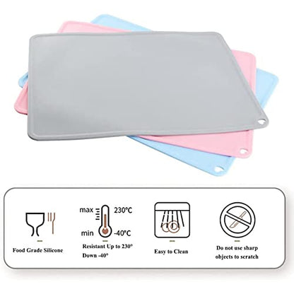 Silicone Pet Feeding Food Mat Dog Cat Placemat with Raised Edge, Anti-Slip Waterproof Pet Bowl Mats Pet Food Tray for Cats, Dogs and Small Animals(Green, Small) - color: Green, size: 16.1"*12.2"