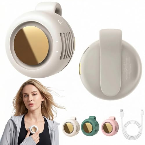 Portable Silent Mini Bladeless Electric Fan, 360° Rotatable Small Fan Clip On Shirt & Waist, Hands-Free Adjustable 3 Speeds Small Cooler Fans For Outdoor & Travel & Office (White) - color: White