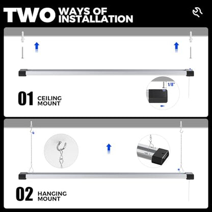 Barrina BS42a 4FT LED Shop Light for Garage, 42W, 5000K, 4800LM, Linkable Plug in Light Fixture, Workshop, Hanging or Flush Mount, Concealed Wiring Design, Pull Chain Switch, Heat Dissipation, 2 Packs - size: 2 Packs
