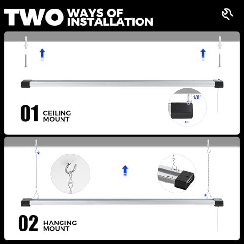 Barrina BS42a 4FT LED Shop Light for Garage, 42W, 5000K, 4800LM, Linkable Plug in Light Fixture, Workshop, Hanging or Flush Mount, Concealed Wiring Design, Pull Chain Switch, Heat Dissipation, 4 Packs - size: 4 Packs