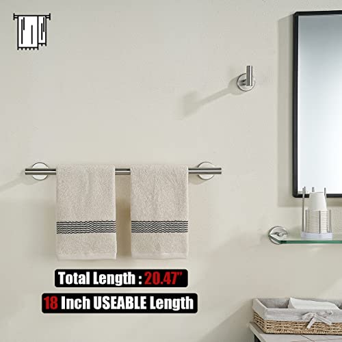 JQK Bath Towel Bar, 20.5 Inch 304 Stainless Steel Thicken 0.8mm Towel Rack Bathroom, Towel Holder Brushed Finished Wall Mount, Useable Length 18 Inch 2 Pack, TB110L18-BN-P2 - color: Brushed, size: 20.5 Inch (2 Pack)