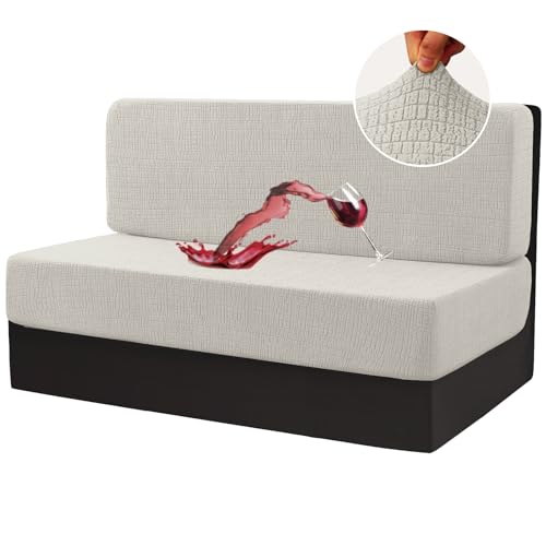 H.VERSAILTEX 100% Waterproof RV Dinette Cushion Covers Stretch Camper Cushion Covers Replacement Couch Seat Covers Washable Seat Covers Crizzle Pattern (1 Backrest & 1 Bench Cover, Paleoak) - color: Paleoak, size: 1 Set