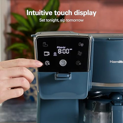 Hamilton Beach 2-Way 12 Cup Programmable Drip Hot and Iced Coffee Maker & Single Serve Coffee Machine, AquaFlow Showerhead, Glass Carafe, Auto Pause and Pour, Kitchen Makeover Blue (47502J) - color: Kitchen Makeover Blue