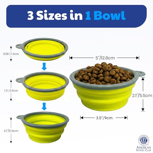American Kennel Club 2-Pack Collapsible Travel Bowls for Dogs – Gray/Green, Portable Food & Water Bowls - color: Gray/Green