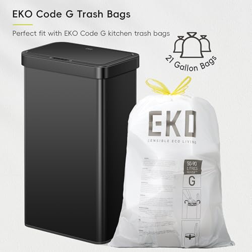EKO Nova Sensor Trash Can, 21 Gallon/80 Liter Stainless Steel Rectangular Touchless Motion Sensor Trash Can, Matte Black - size: Nova 80L - Matte Black