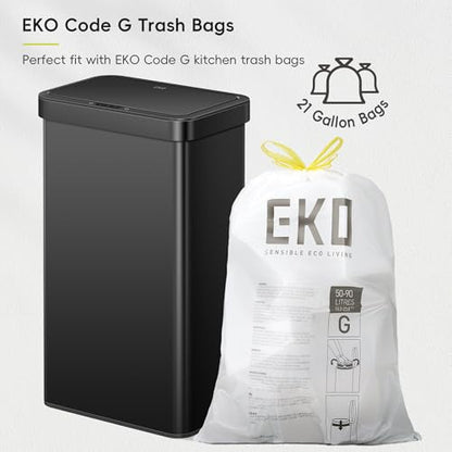 EKO Nova Sensor Trash Can, 21 Gallon/80 Liter Stainless Steel Rectangular Touchless Motion Sensor Trash Can, Matte Black - size: Nova 80L - Matte Black
