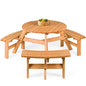 Best Choice Products 6-Person Circular Outdoor Wooden Picnic Table for Patio, Backyard, Garden, DIY w/ 3 Built-in Benches, 500lb Capacity - Natural - color: Natural
