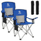Elevon Camping Chair, Portable Folding Outdoor Chair with Arms, Cup Holder and Carry Bag - color: Blue-2 Pack
