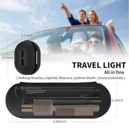 AGIKET 2 IN 1 Silicone Makeup Brush Holder with Beauty Make Up Sponge Holder Case：Soft Portable Cosmetic Face Brushes Holder with Upgrade Anti-Fall Out Magnetic Closure - Black - color: Black, style: Brush Holder & Case