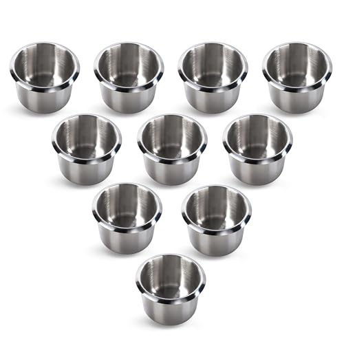GSE Games & Sports Expert Stainless Steel Cup Holder, Drop-in Cup Holder for Casino Poker Tables, Work Desks, Boats, RVs, Cars & Trucks - color: Small, size: 10-Pack