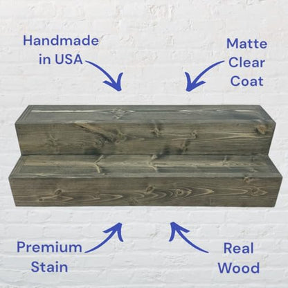 Tiered Bottle Shelf | 2 Tier Liquor Bottle Display | Bar Organization | Display Shelf | Wine Shelf | Bar Display | Kitchen Counter Shelf (36, Weathered Grey)