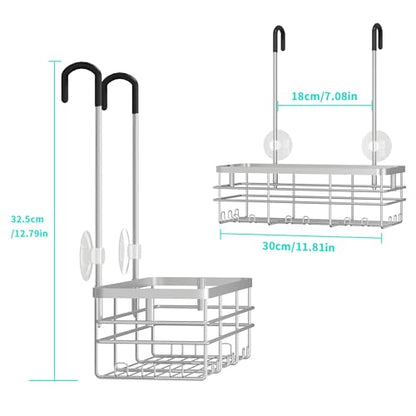 HapiRm Hanging Shower Caddy Organizer - No Drilling Shower Organizer with Hooks, Rustproof & Waterproof 304 Stainless Steel Bathroom Shelves - Silver (1 Basket) - color: Silver- 1 Basket