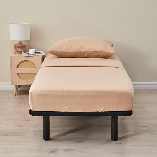 Kingnex 30x75x9 RV Bunk Sheets Set for Narrow Twin Bed Soft Brushed 1800 Microfiber 3 Piece Bedding Set Includes 1 Cot Size Fitted Sheet 1 Flat Sheet 1 Pillowcase Cot Beige - color: Beige, size: Cot 30x75 RV Bunk Set