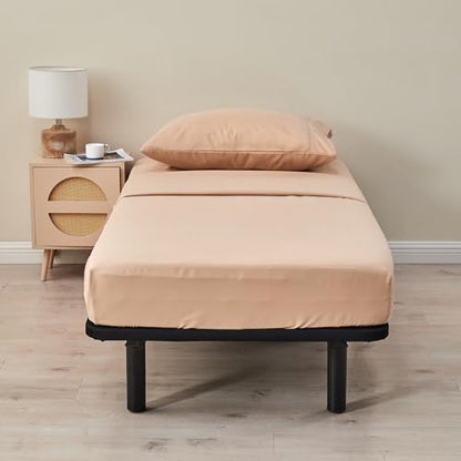 Kingnex 30x75x9 RV Bunk Sheets Set for Narrow Twin Bed Soft Brushed 1800 Microfiber 3 Piece Bedding Set Includes 1 Cot Size Fitted Sheet 1 Flat Sheet 1 Pillowcase Cot Beige - color: Beige, size: Cot 30x75 RV Bunk Set